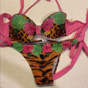 Handmade Swarovski crystal tiger/cheetah bikini